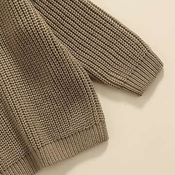 Karwuiio Toddler Baby Girl Boy Knit Sweater Round Neck Long Sleeve Pullover Sweatshirt Fall Winter Clothes (A-Grey, 12-18 Months)