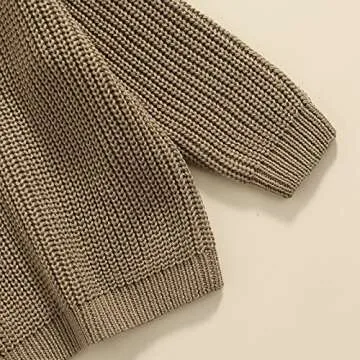 Karwuiio Toddler Baby Girl Boy Knit Sweater Round Neck Long Sleeve Pullover Sweatshirt Fall Winter Clothes (A-Grey, 12-18 Months)