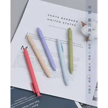 Lanxivi Kaco Soft Touch Retractable Gel Ink Pens, Morandi II Colored Ink Refills 0.5mm Extra Fine Point 5-Pack