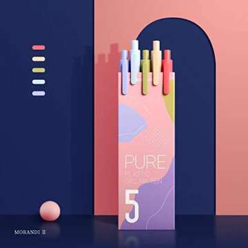 Lanxivi Kaco Soft Touch Retractable Gel Ink Pens, Morandi II Colored Ink Refills 0.5mm Extra Fine Point 5-Pack