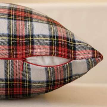 MIULEE Christmas Set of 2 Scottish Tartan Plaid Throw Pillow Covers Farmhouse Classic Decorative Squ...