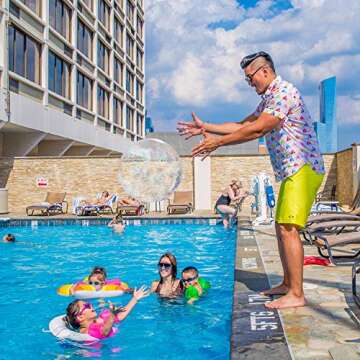 Novelty Place Inflatable Clear Sports Beach Balls with Rainbow Sequin Glitter & Confetti - Summer Beach Pool Party Toy Volleyball Soccer Game & More - 2 Pcs Giant Value Pack (16 in & 12 in)