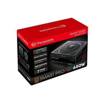 Thermaltake Smart Pro RGB 650W 80+ Bronze Certified PSU. Ultra Quiet Smart Zero 256-Color RGB, Fan Fully Modular, ATX 12V 2.4/EPS 12V 2.92 Power Supply. 7 Year Warranty PS-SPR-0650FPCBUS-R