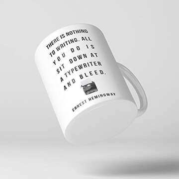 There Is Nothing To Writing... Ernest Hemingway Quote Coffee Mug, Ceramic Mug, Hot Cocoa Mug, Broth,...