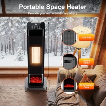 Uthfy Space Heater with 3D Flame Effect - 1500W Indoor Heater