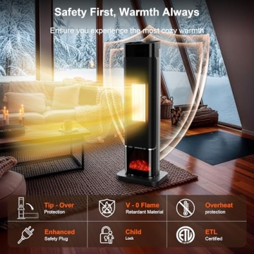 Uthfy Space Heater with 3D Flame Effect - 1500W Indoor Heater