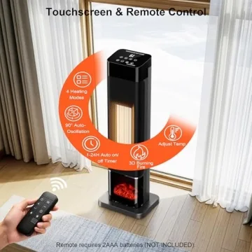 Uthfy Space Heater with 3D Flame Effect - 1500W Indoor Heater