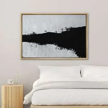 SIGNWIN Framed Canvas Print Wall Art Black Gray Ink Landscape Abstract Mid Century Modern Art Print,...