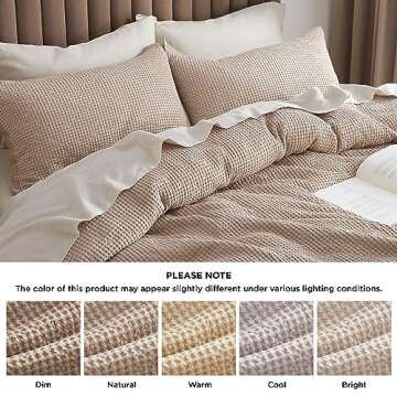 Bedsure Cotton Duvet Cover Set - 100% Cotton Waffle Weave Khaki Duvet Cover California King Size, Soft and Breathable Cal King Tan Bedding Set for All Season, 104"x98"