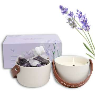 Lavender Candle & Crystals Aromatherapy Harmony Set