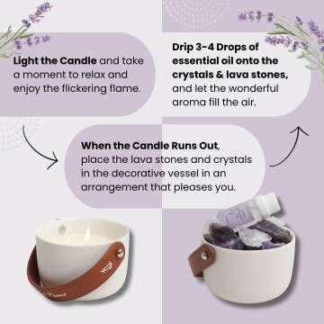 Lavender Candle & Crystals Aromatherapy Harmony Set