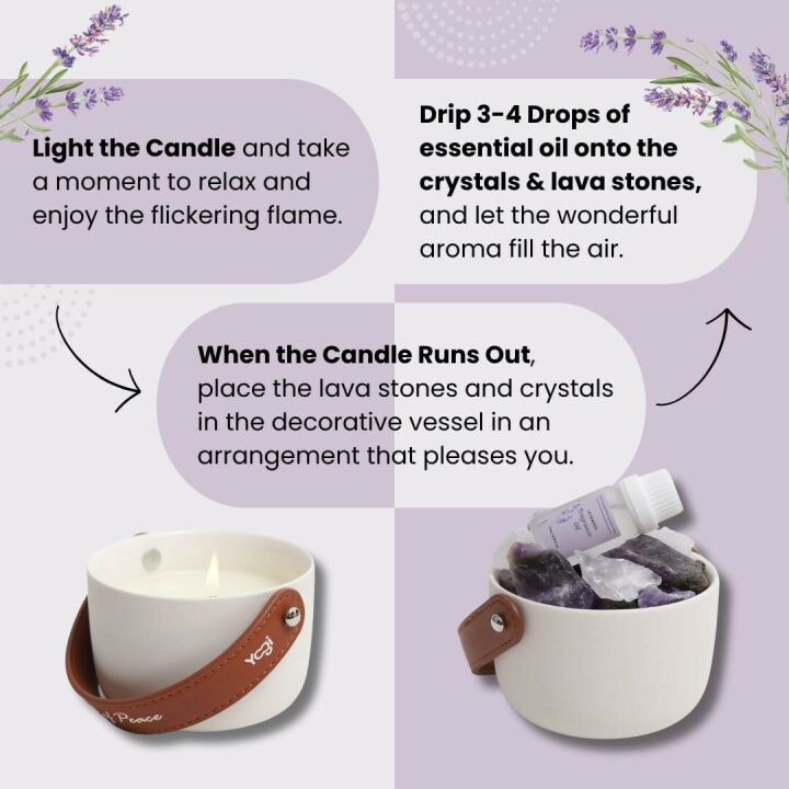 Lavender Candle & Crystals Aromatherapy Harmony Set