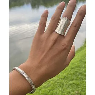 Elegant Adjustable Sterling Silver Statement Ring - Size 6-12