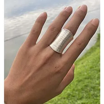 Elegant Adjustable Sterling Silver Statement Ring - Size 6-12