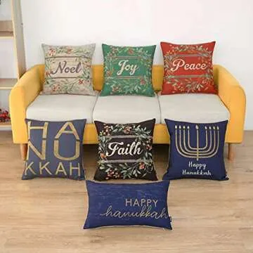 TRENDIN Happy Hanukkah Pillow Cover for Cozy Home Decor
