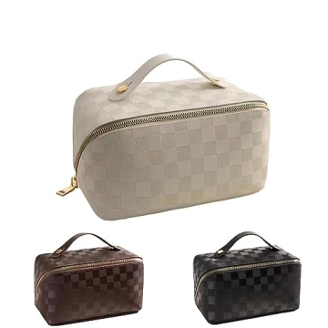 Fogude PU Leather Large Capacity Travel Cosmetic Bag