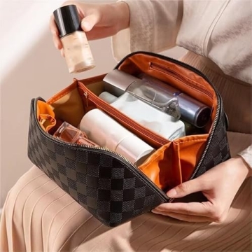 Fogude PU Leather Large Capacity Travel Cosmetic Bag