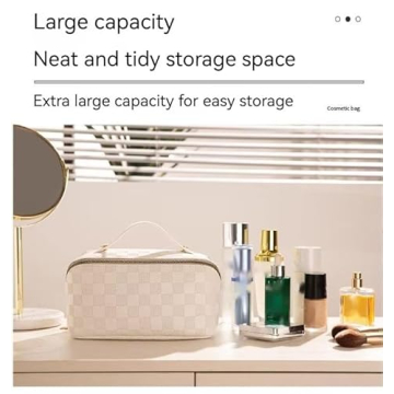 Fogude PU Leather Large Capacity Travel Cosmetic Bag