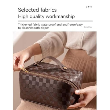 Fogude PU Leather Large Capacity Travel Cosmetic Bag