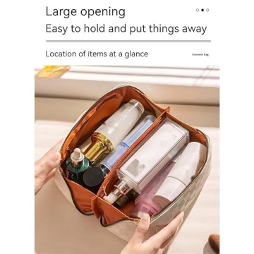 Fogude PU Leather Large Capacity Travel Cosmetic Bag