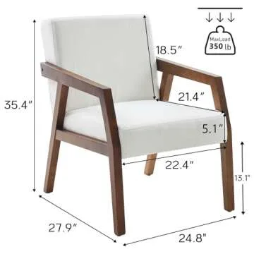 HUIMO Arm Chair Accent Chair, Wooden Mid-Century Modern Accent Chairs, Elegant Upholstered Lounge Ch...