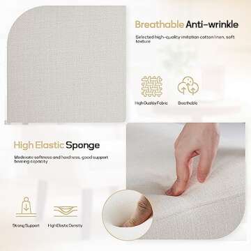 HUIMO Arm Chair Accent Chair, Wooden Mid-Century Modern Accent Chairs, Elegant Upholstered Lounge Chair for Living Room, Bedroom, Linen Fabric Padded Reading Chair, Side Chair (White)