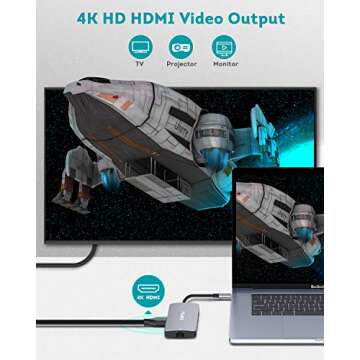 USB C Docking Station Adapter, Falwedi 9 in 1 Dongle with Ethernet, 4K@30Hz HDMI, USB-C PD 3.0, USB-C Data Port, USB-A 3.0, SD/TF Card Reader, Compatible for MacBook Air Pro and Other Type C Laptops