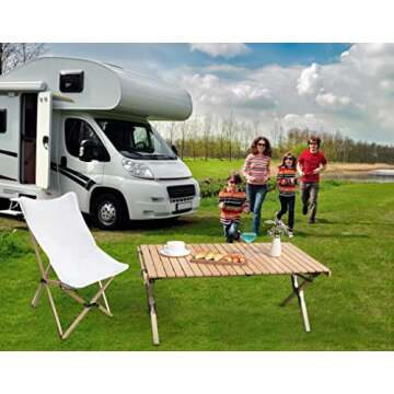 Benewin Folding Wood Table- Portable Outdoor Indoor All-Purpose Foldable Picnic Table, Cake Roll Wooden Table in a Bag for Picnic, Camping, Travel, Beach, Tailgating, Patio, Garden BBQ