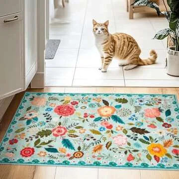 Area Rug 2X3 Entryway Rug - Vintage Washable Floral Design