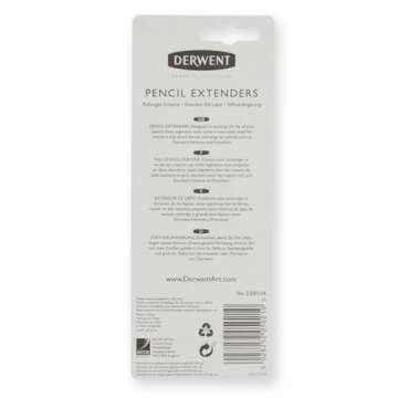 Derwent Pencil Extender Set, Silver and Black, for Pencils up to 8mm, (2300124)