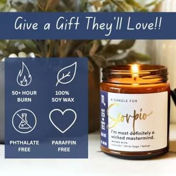WAX & WIT Birthday Gifts for Women, Scorpio Gifts Women, Scorpio Candle Gifts for Women, Astrology Gift, October November Birthday Gifts for Women, Zodiac Candles, Birthday Gifts for Her, Zodiac Gifts