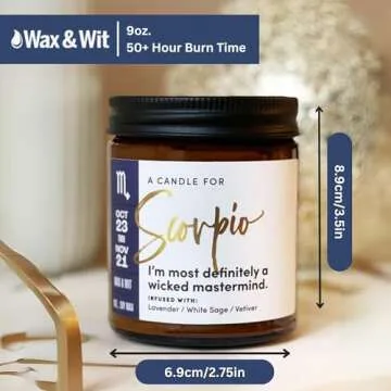 WAX & WIT Birthday Gifts for Women, Scorpio Gifts Women, Scorpio Candle Gifts for Women, Astrology Gift, October November Birthday Gifts for Women, Zodiac Candles, Birthday Gifts for Her, Zodiac Gifts