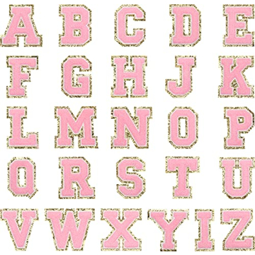 26 Pieces 3.1 Inch Iron on Letters A-Z Chenille Glitters Iron on Repair Patch Embroidered Patches Al...