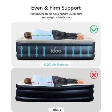 iDOO Queen Air Mattress with Built in Pump, 18 Raised Comfort Blow up Mattress, Upgraded Four Chamber Airbed, Inflatable Mattress for Guests and Home, colchon inflable, Air Bed, 650 lbs Max