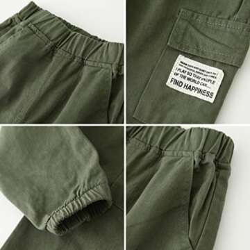 Feidoog Toddler Baby Boys 2 Pack Sweatpants Solid Cotton Elastic Waist Trousers Active Jogger Pants,Green+Coffee,2-3T