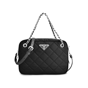 Prada Women's Bandoliera Black Tessuto Nylon Quilted Medium Crossbody Bag