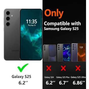 LSYPP Shockproof for Galaxy S25 Case, 15FT Military-Grade Drop Protection, with Screen Protector & C...