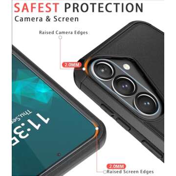 LSYPP Shockproof for Galaxy S25 Case, 15FT Military-Grade Drop Protection, with Screen Protector & Camera Lens Protector, Heavy Duty Phone Cover for Samsung Galaxy s25 case (Black)