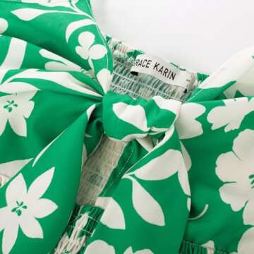 GRACE KARIN Women's 2025 Summer Floral Print Flowy A Line Dresses Sleeveless Smocked Casual Maxi Dress with Pockets