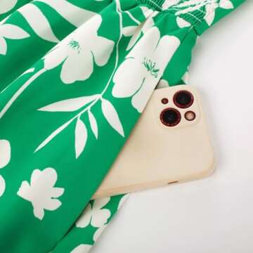 GRACE KARIN Women's 2025 Summer Floral Print Flowy A Line Dresses Sleeveless Smocked Casual Maxi Dress with Pockets