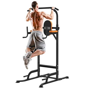 Kicode Power Tower, Height Adjustable Pull Up Bar Dip Station, Strength Training Exercise Workouts E...
