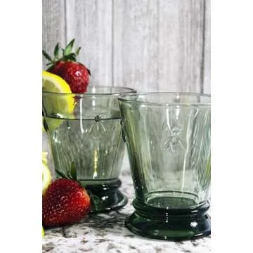 La Rochere Napoleon Bee Green Tumbler Set of 6 – La Rochere Bee Glassware Sets – Fancy Glassware Drinking Glasses (9 oz)