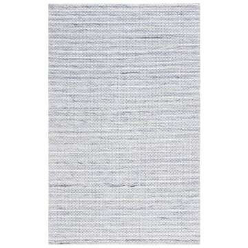 SAFAVIEH Marbella Collection Area Rug - 5' x 8', Blue & Ivory, Handmade Fringe Wool, Ideal for High ...
