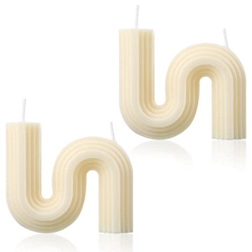 Tondiamo 2 Pcs Valentine's Candles Twist Aesthetic Candles Cool S Shape Minimalist Geometric Shaped ...