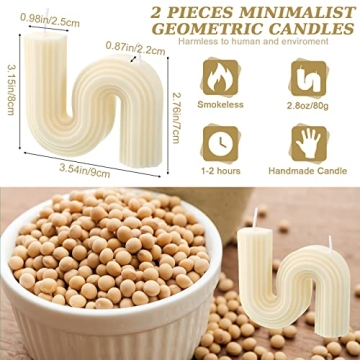 Tondiamo 2 Pcs Geometric S-shaped Candles for Gifts