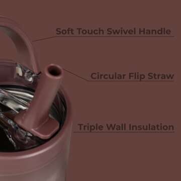 HydroJug Sport - Stainless Steel Tumbler with Straw, Vacuum Insulated, 32oz Leakproof Water Bottle, Ergonomic Design, Reusable, Dishwasher Safe, Rubber Base, Durable for Gym or Outdoors, Pecan