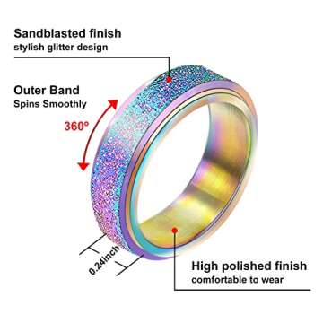 fekang Anxiety Rings Fidget Rings for Women Stress Relief Spinner Rings for Anxiety Stress Rings 4Pc...