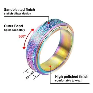 fekang Anxiety Rings Fidget Rings for Women Stress Relief Spinner Rings for Anxiety Stress Rings 4Pc...