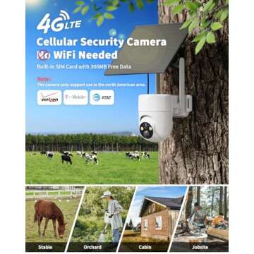 LIWAN 4G LTE Solar Security Camera Wireless for Outdoors
