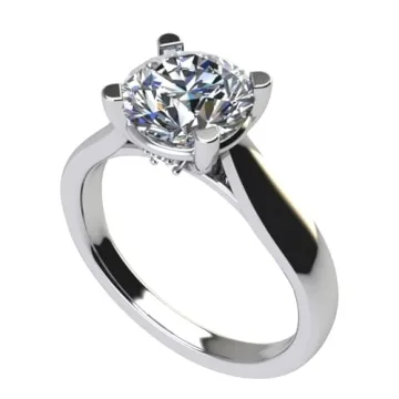 NANA Jewels Womens Silver 8.0mm (2ct) Round Cut Zirconia Lucita Solitaire Engagement Ring-Platinum P...